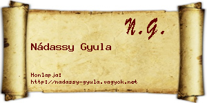 Nádassy Gyula névjegykártya