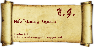 Nádassy Gyula névjegykártya